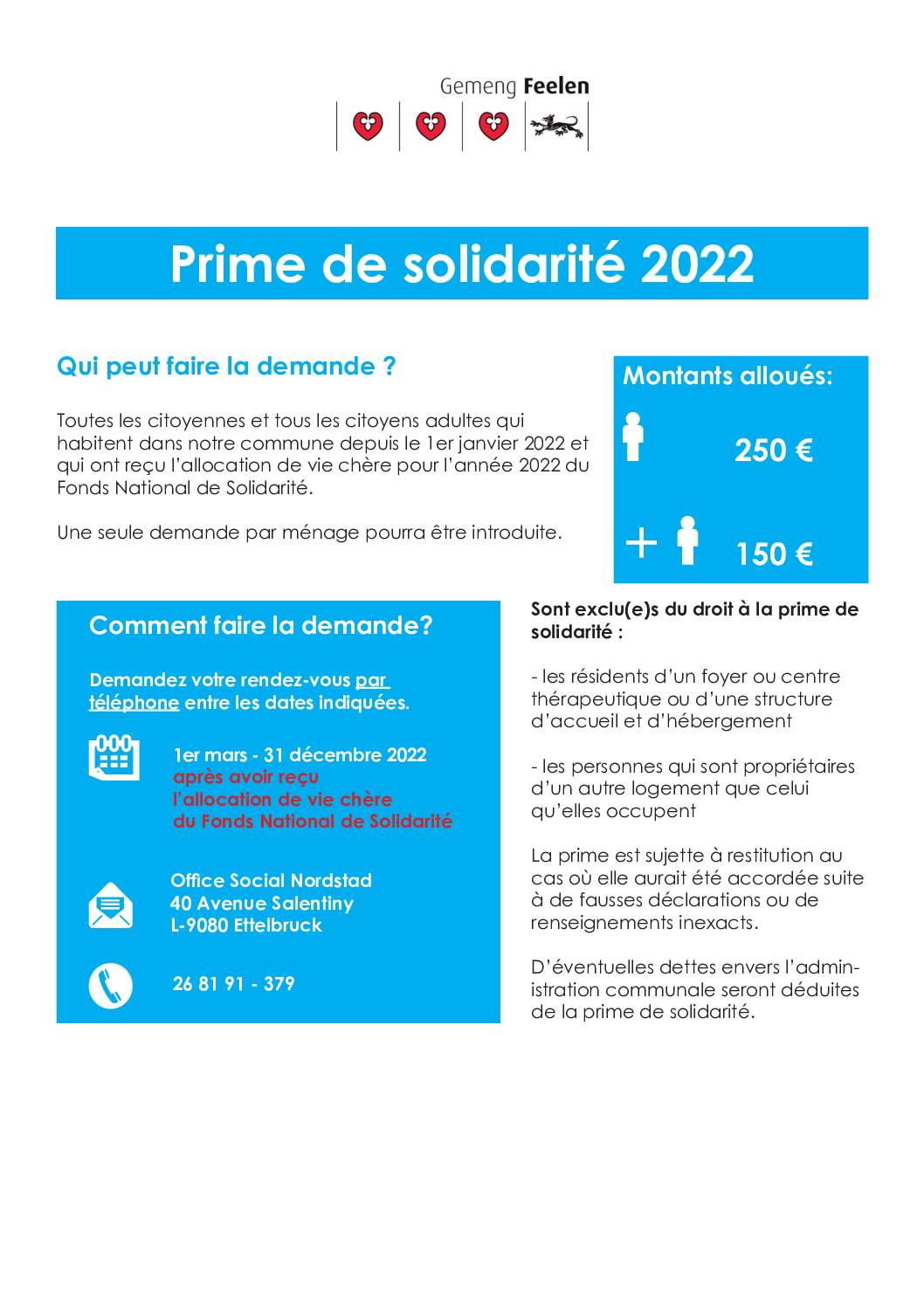 Prime de solidarité 2022 Info