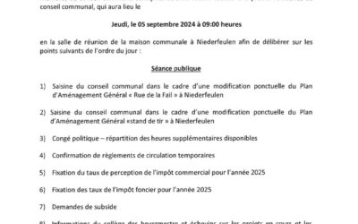 Convocation du conseil communal du 5 septembre 2024 à 9h