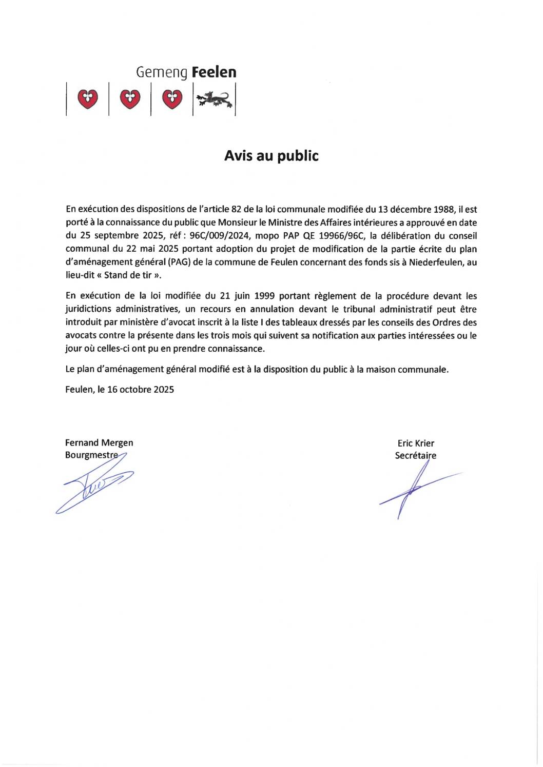 Avis – PAG Stand de tir