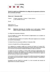 Règlement temporaire de circulation dans le cadre du "Santa's Season Closing" du Trail Warken