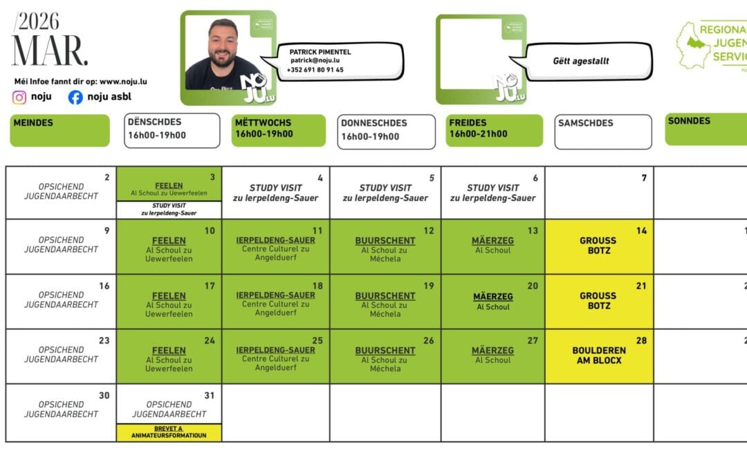 Nordstadjugend – Programme mars 2026