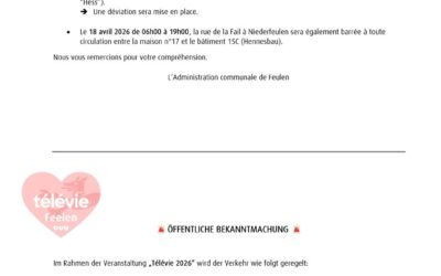 Route barrée en raison du Télévie