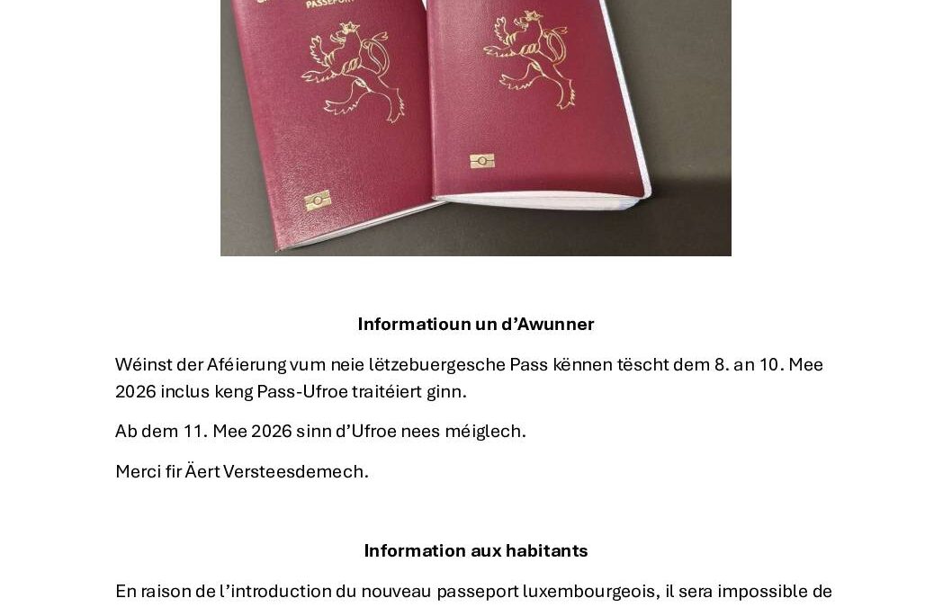 Neie lëtzebuergesche Pass – nouveau passeport luxembourgeois
