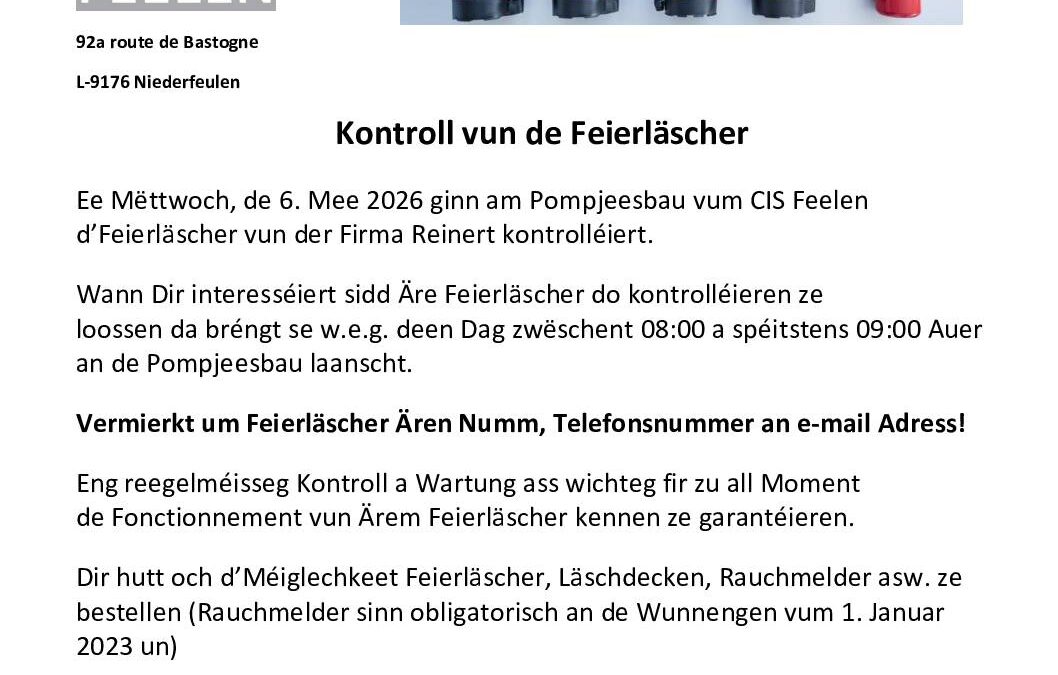 Kontroll vun de Feierläscher