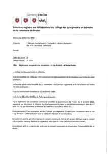 Règlement temporaire de circulation - « Op Brebich » à Niederfeulen