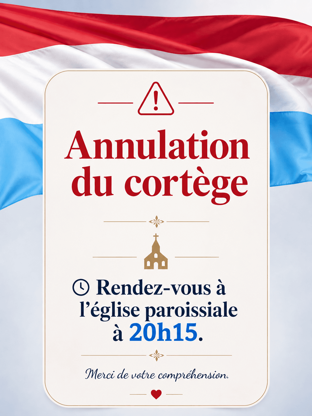 AVIS IMPORTANT - Annulation du cortège