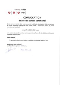 Convocation du conseil communal pour la séance du 07 mai 2026