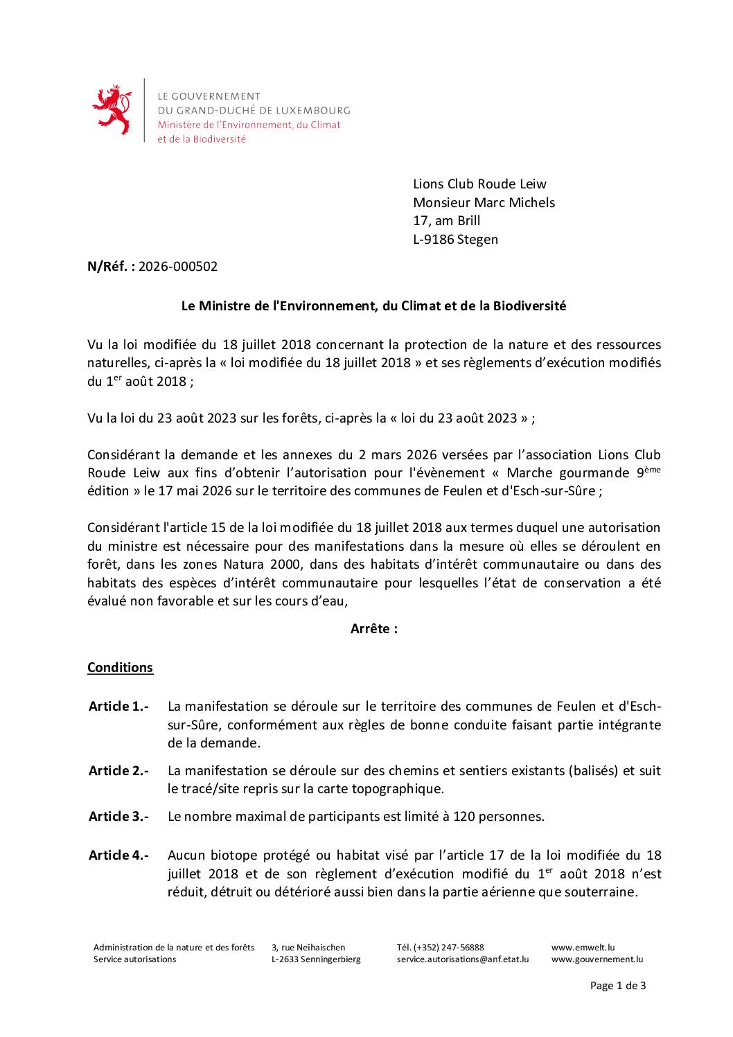 Autorisation Environnement – Décision concernant le dossier 2026-000502