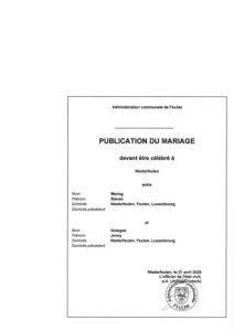 Publication du mariage Mering - Grasges