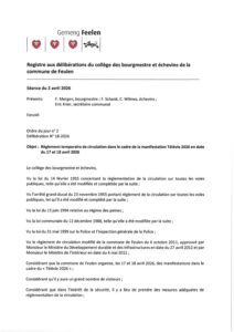 Règlement temporaire de circulation dans le cadre de la manifestation Télévie 2026