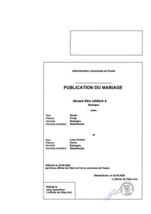Publication du Mariage BAULER-LIMA FERREIRA
