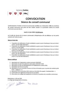 Ordre du jour de la séance publique du conseil communal du 4 juin 2026
