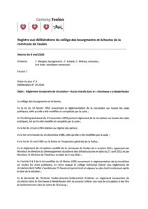 Règlement de circulation temporaire – Accès interdit dans le Kierchwee à Niederfeulen