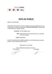 Avis au public EAU-AUT-26-0536