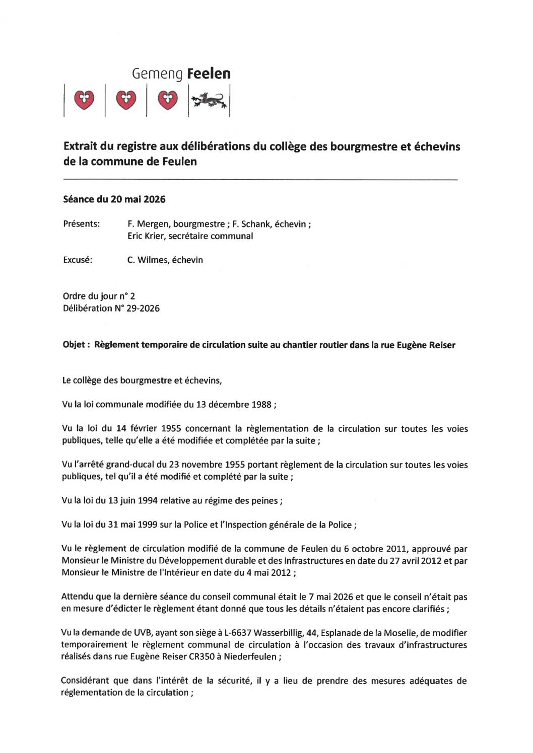 Règlement de circulation : chantier rue Eugène Reiser