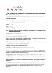 Règlement temporaire d'urgence de circulation - Rétrécissement de la voirie dans la route de Bastogne à Niederfeulen