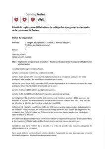 Règlement temporaire de circulation - Route barrée dans le Kierchwee entre Niederfeulen et Oberfeulen