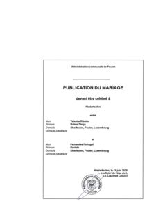 Publication du Mariage Teixeira Ribeiro - Fernandes Portugal