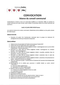 Convocation du conseil communal pour la séance du 09 juillet 2026