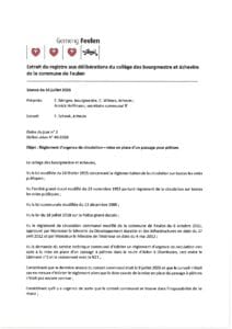 Règlement d’urgence de circulation concernant la mise en place d’un passage pour piétons