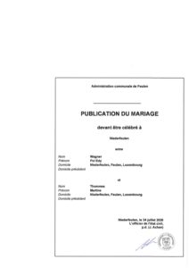 Publication du Mariage