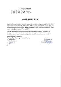 Avis au public - Impôt commercial communal & Impôt foncier