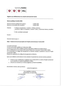 Règlement communal relatif à l'impôt commercial 2027