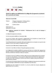 Règlement temporaire de circulation - Route de Bastogne