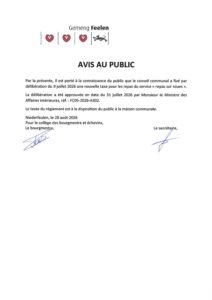 Avis au public - taxe repas sur roues
