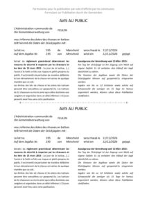 Avis au public – Chasse en battue le 12.11.2026 sur le lot 195