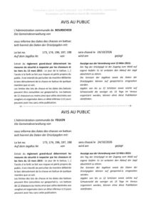 Avis au public - Chasse en battue le 24.10.206 sur les lots. 173, 174, 196, 197, 198