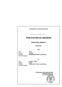 Publication du mariage Groff - Sanchis da Silva