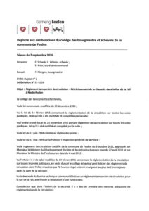 Règlement temporaire de circulation – Rue de la Fail