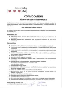 Convocation du conseil communal 08.10.2026