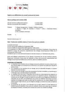 Fixation des modalités relatives à l'octroi d'une prime de solidarité