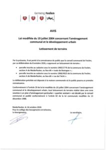 Avis au public - Lotissement de terrains